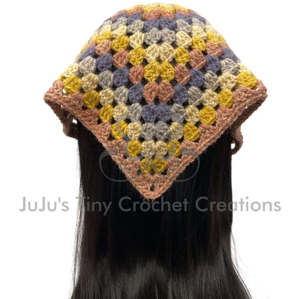 Granny Stripe Crochet Bandana Head Scarf - Stylish Hair Fashion Accessory - Boho